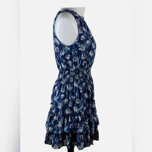 Foxiedox Women's Sleeveless Ruffle Blue Floral Print Dress Size S NWT $135.70 - Picture 7 of 11